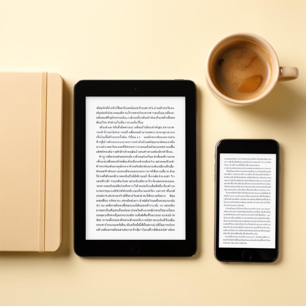 The eBook on tablet and phone